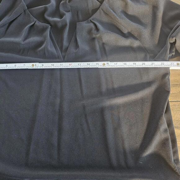 DKNY  Long-Sleeve Pleated Keyhole Black Blouse Women's Size XL - Picture 5 of 10